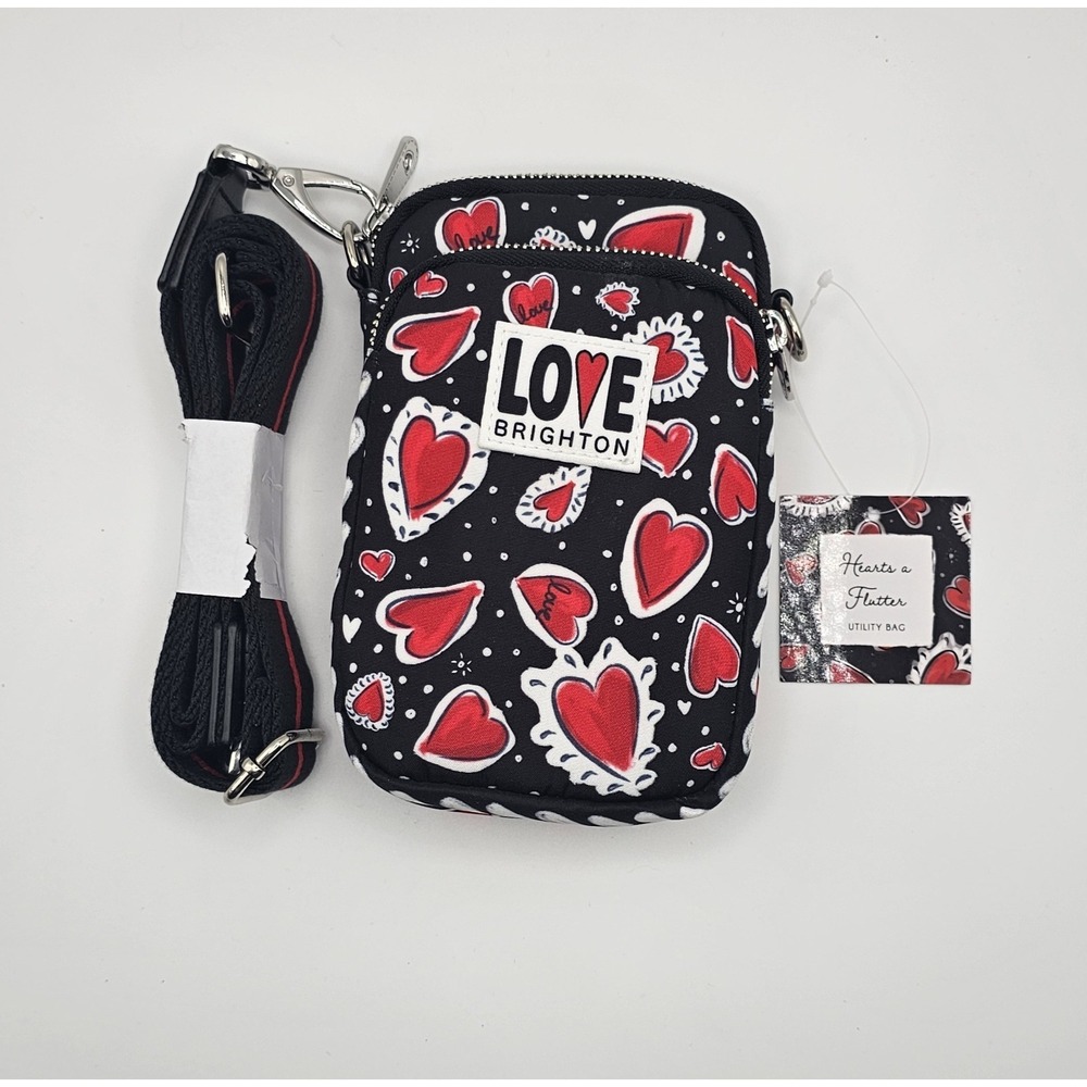 NWT Brighton Hearts a Flutter Utility Bag Graphic Print Valentine Love Whimsical